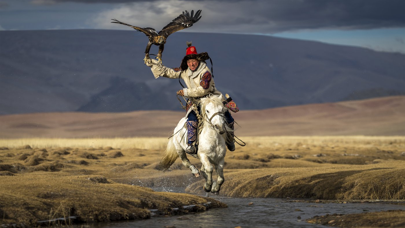 Eric Esterle   Asiilbek, a nomadic Kazakh eagle hunter, Mongolia   reframed by Unknown Artist