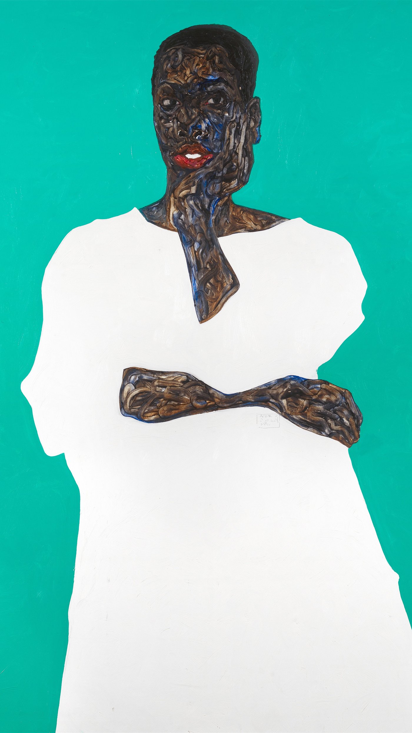 Amoako Boafo   parted lips   portrait   reframed by Unknown Artist