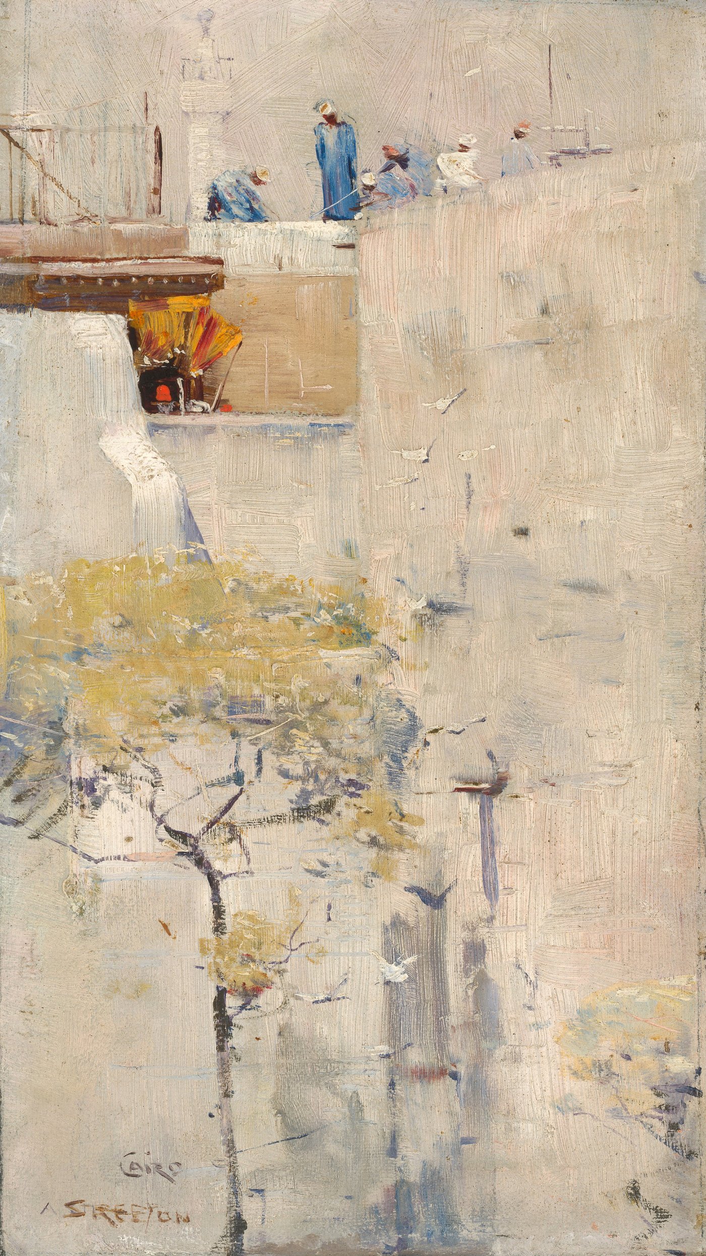 Arthur Streeton   House builders, Cairo   reframed by Unknown Artist
