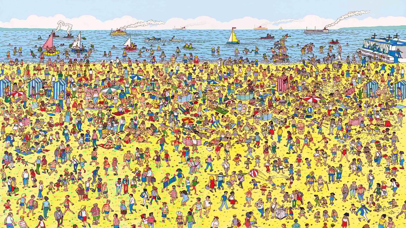Where's Waldo   At the Beach   reframed by Unknown Artist