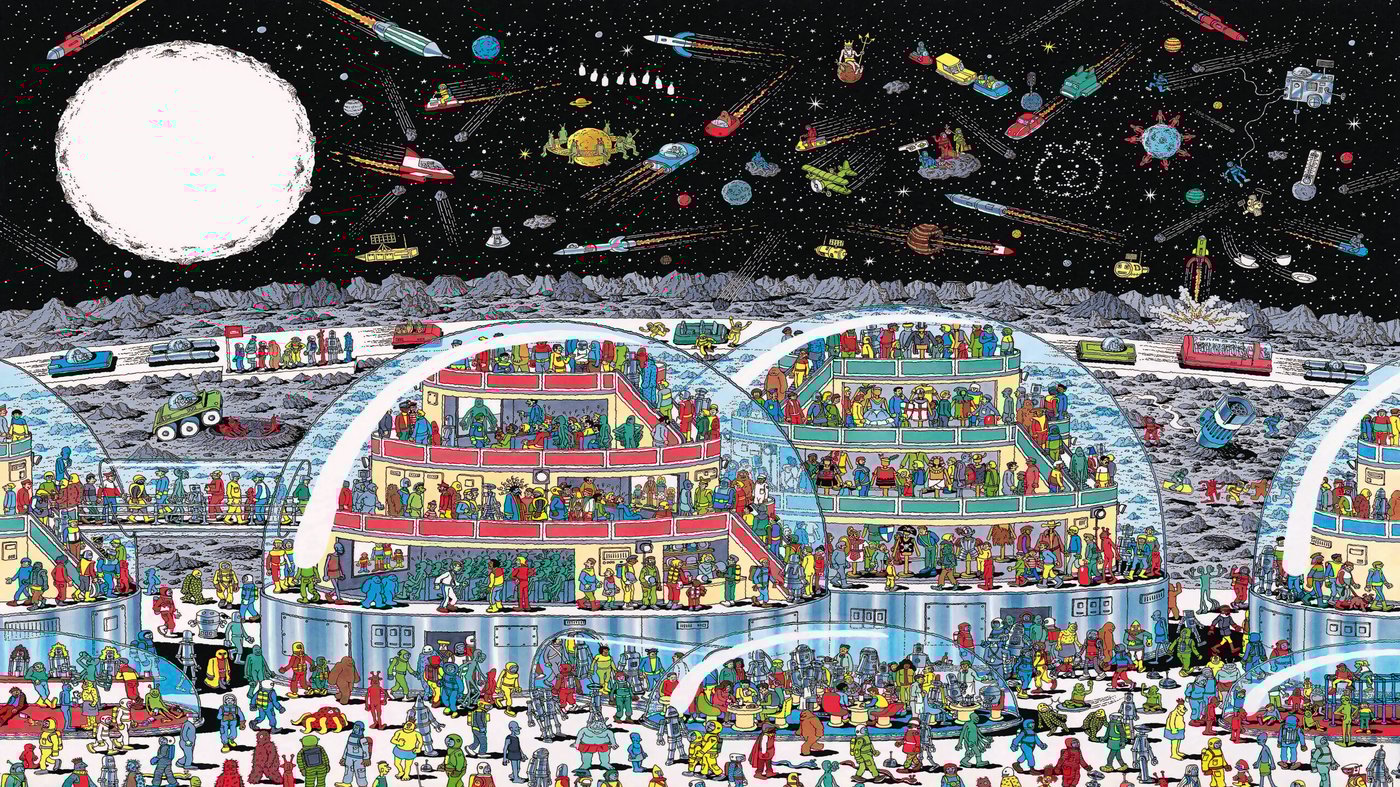 Where's Waldo   Space Colony   reframed by Unknown Artist